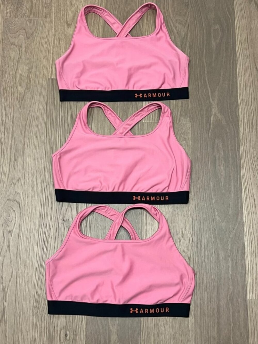 2X Womens Plus UNDER ARMOUR Crossback Sports Bra Lot of 3 Pink Set Fitness Gym